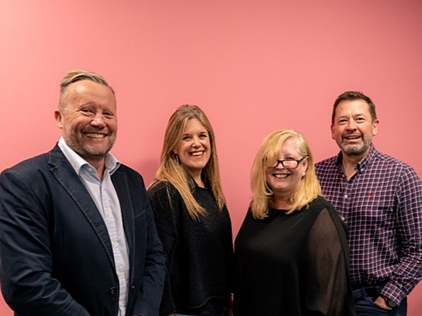 L-R Nick Dixon, Founder and Group CEO, The Salocin Group and CEO of Edit Agency Limited; Emma Bleet Managing Partner at Edit; Janet Snedden Founder of CustomerKIND; J Cromack Chief Growth Officer at Edit Agency Limited 